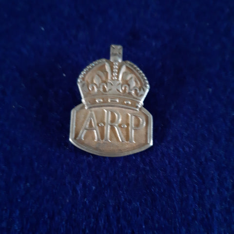 Original silver WW2 lapel badge ARP - Air Raid Precaution