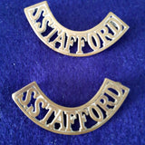 South Staffordshire Regiment pair of brass shoulder titles